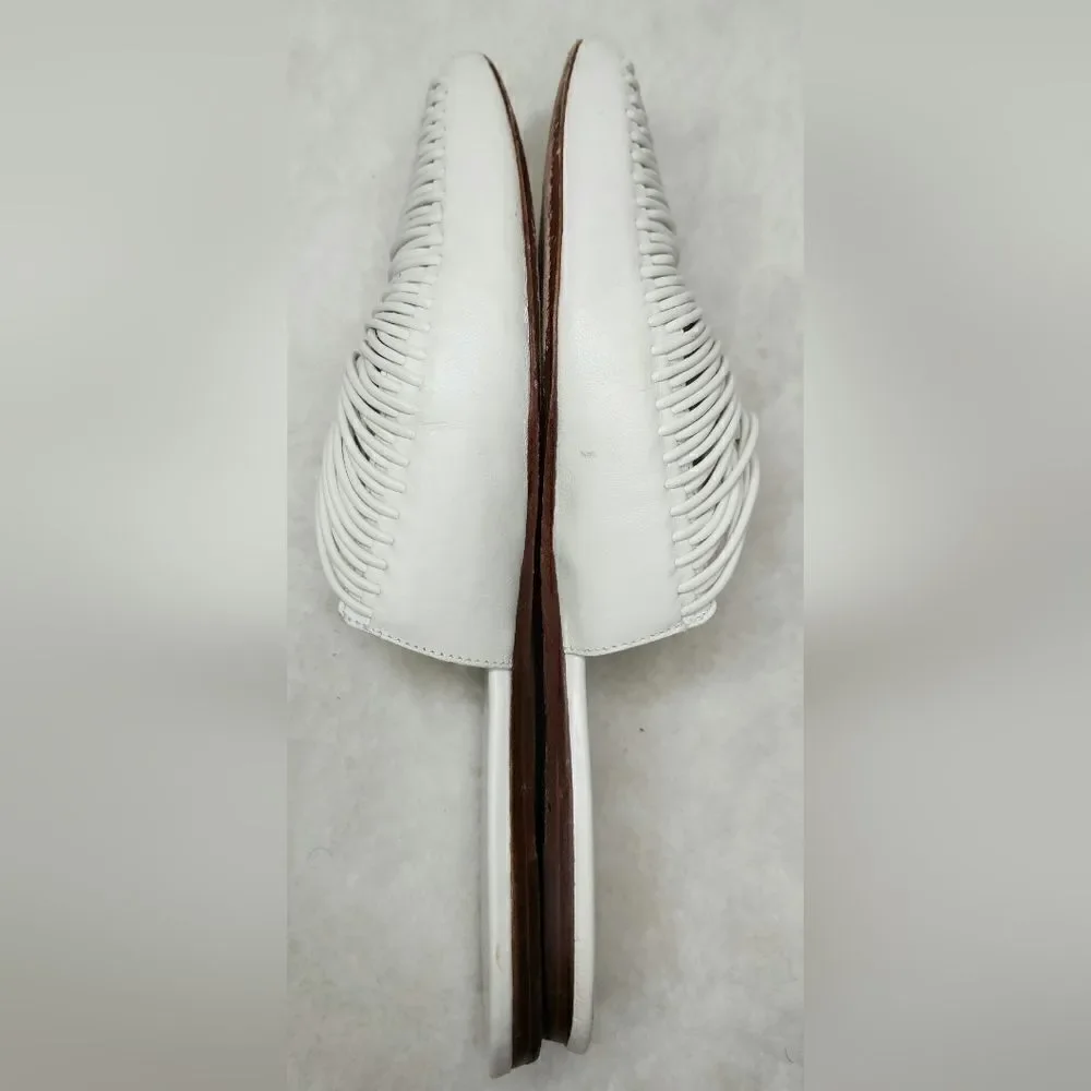 TORY BURCH White Sienna Pointed Toe Slip On Slide Flats size 8M
